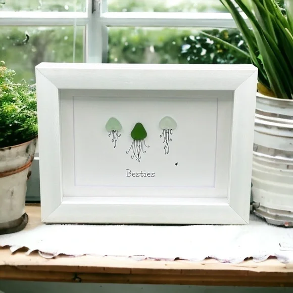 Sea Glass Art Sister Best Friend Present| Friendship Seaglass Jellyfish Gift - Picture 3 of 9